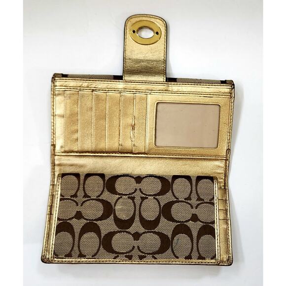 COACH 43609 Turnlock Signature Jacquard Bi-fold Wallet/ with Checkbook Wallet - Picture 3 of 11